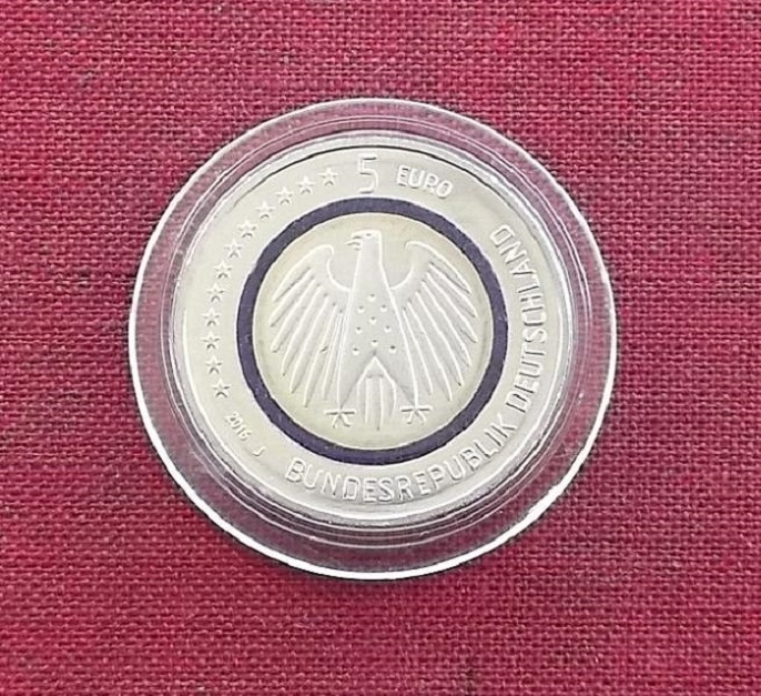 5 Euro 2016 J BRD Blauer Planet Erde mit blauem Polymerring UNC verkapselt rar !   