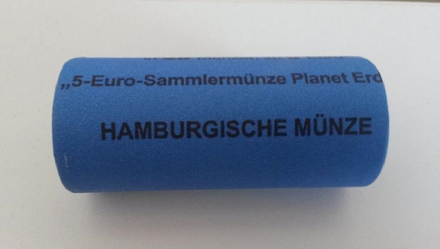  5 Euro 2016 J BRD Blauer Planet Erde mit blauem Polymerring UNC verkapselt rar !   