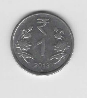 1 Rupee Indien 2013 mit Stern unter der Jahreszahl (N254)