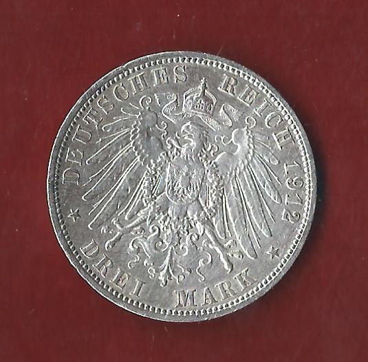  3 Mark Preussen 1912 Koblenzer Münzen Studio Koblenz Frank Maurer AH71   
