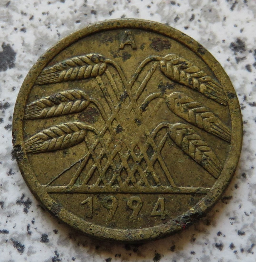  Weimarer Republik 50 Rentenpfennig 1924 A, Belegstück   