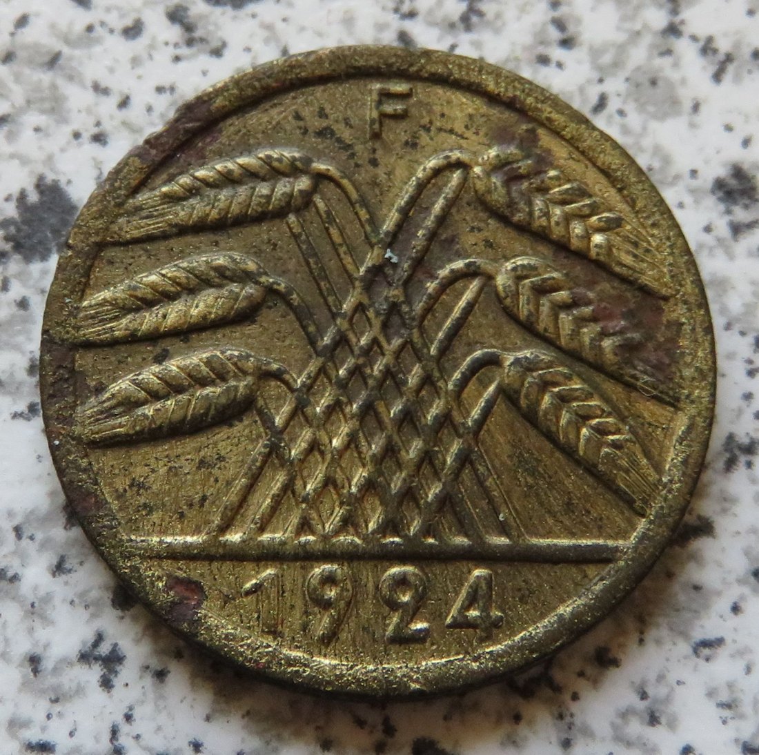  Weimarer Republik 50 Rentenpfennig 1924 F, Belegstück   