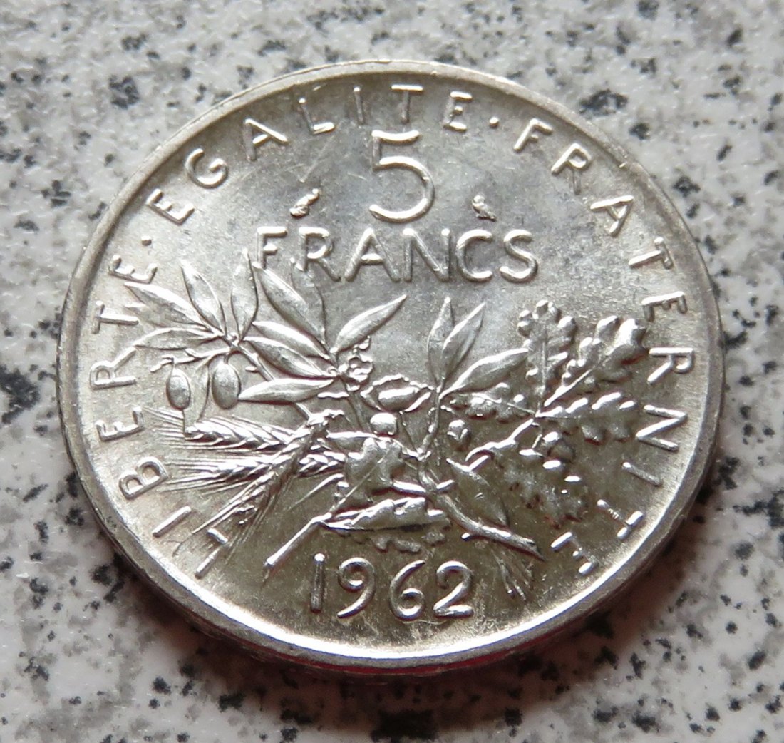  Frankreich 5 Francs 1962, 12 Gramm 835-er Silber   