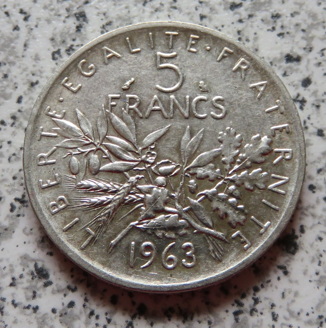  Frankreich 5 Francs 1963, 12 Gramm 835-er Silber   