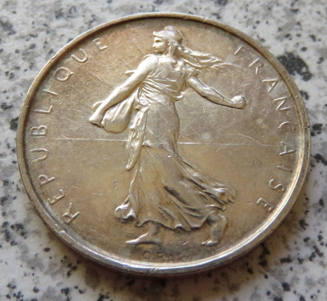  Frankreich 5 Francs 1967, besseres Jahr, 12 Gramm 835-er Silber   