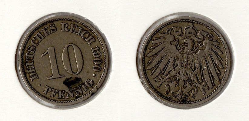  Kaiserreich 10 Pfennig 1900 -A- ss ** Jaeger 13. **   