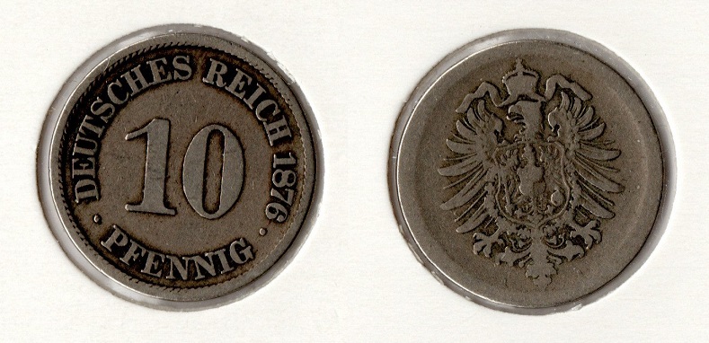 Kaiserreich 10 Pfennig 1876 -A- s-ss ** Jaeger 4. **   