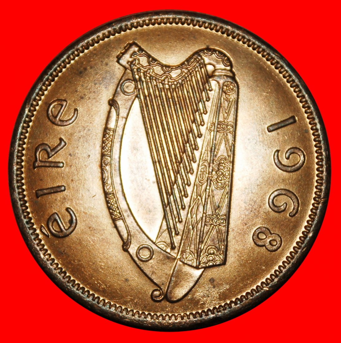  Ⰶ GREAT BRITAIN (1938-1968): IRELAND ★ 1 PENNY 1968! UNC MINT LUSTRE! ★LOW START ★ NO RESERVE!   