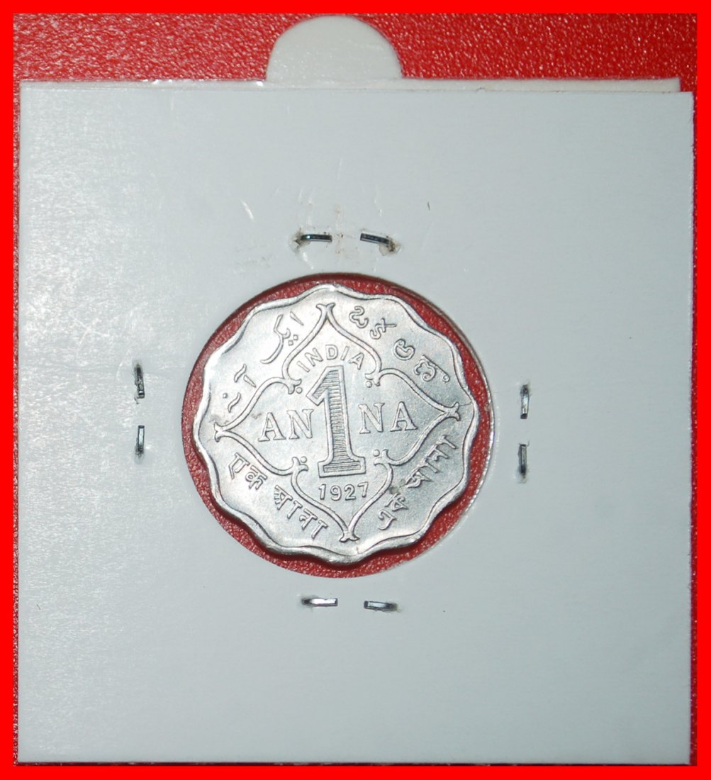 Ⰶ GEORGE V (1911-1936)★ INDIA ★ 1 ANNA 1927 RARE! UNC MINT LUSTRE! IN HOLDER★LOW START ★ NO RESERVE!