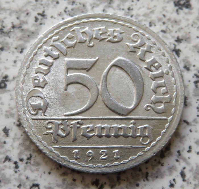  Weimarer Republik 50 Pfennig 1921 D   