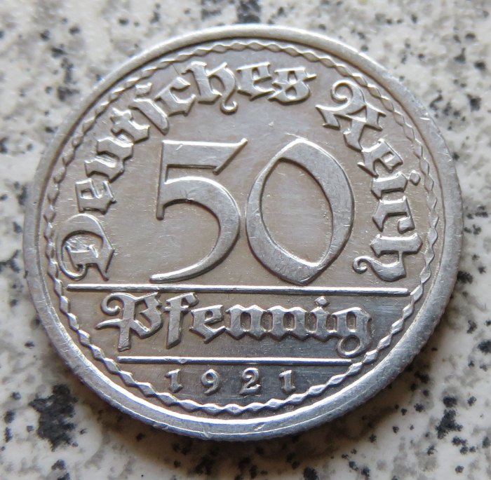  Weimarer Republik 50 Pfennig 1921 J   