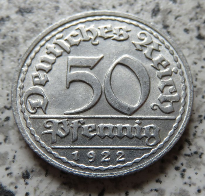  Weimarer Republik 50 Pfennig 1922 D   