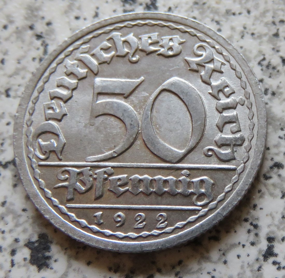  Weimarer Republik 50 Pfennig 1922 G   
