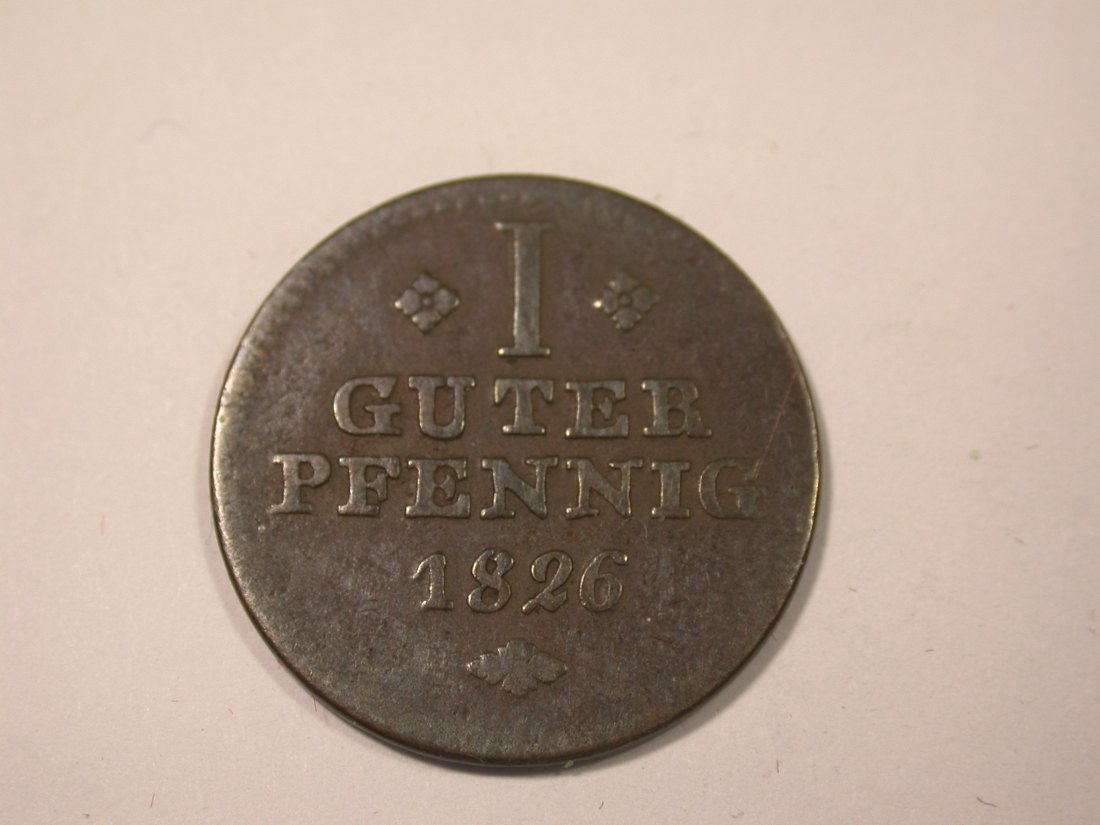 I16 Schaumburg Hessen 1 Pfennig 1826 in s-ss Originalbilder