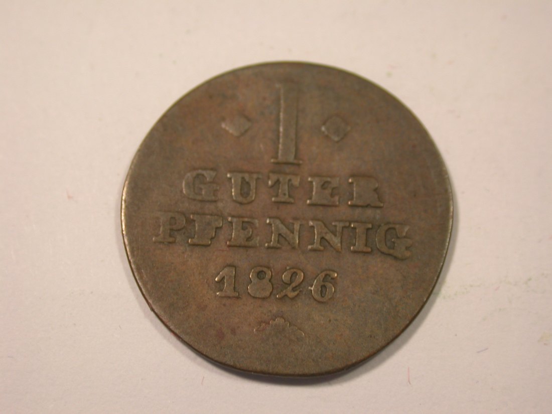 I16 Schaumburg Lippe 1 Pfennig 1826 s-ss Originalbilder