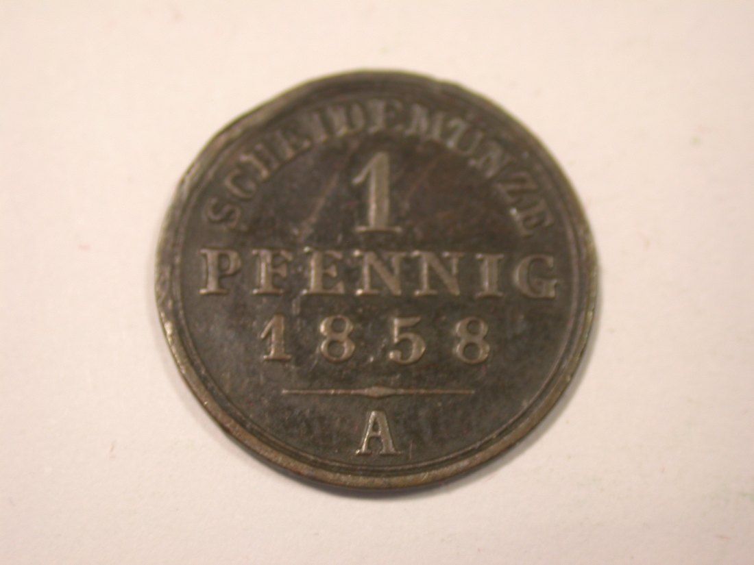I16 Schaumburg Lippe 1 Pfennig 1858 A in ss Originalbilder