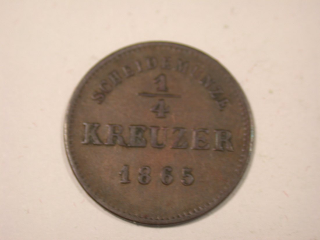 I16 Schwarzburg-Rudolstadt 1/4 Kreuzer 1865 in ss/ss-vz Originalbilder