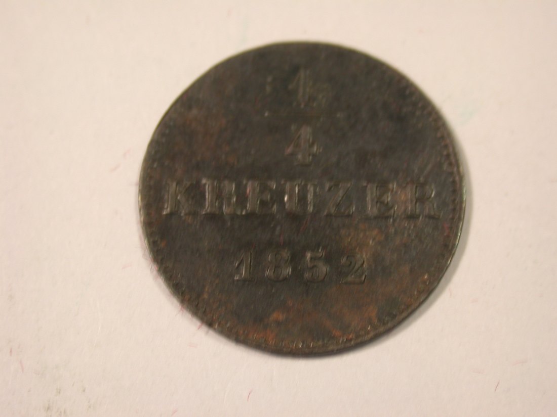 I16 Schwarzburg-Rudolstadt 1/4 Kreuzer 1852 in ss-vz/vz Originalbilder