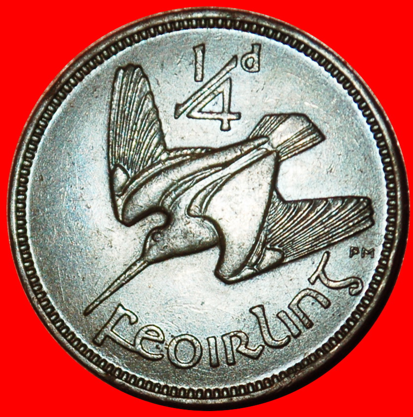 Ⰶ GREAT BRITAIN (1928-1937): IRELAND ★ 1/4 PENNY 1935 FARTHING BIRD RARE!★LOW START ★ NO RESERVE!