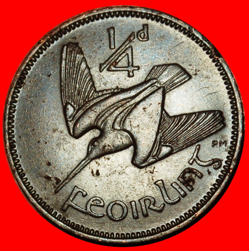 Ⰶ GROSSBRITANNIEN (1939-1966): IRLAND ★1/4 PENNY 1943 FARTHING VOGEL! OHNE VORBEHALT!