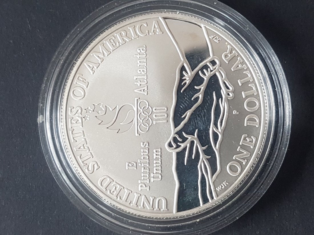  USA 1 Dollar 1995 Ringturnen 26,70gr. Silber PP   