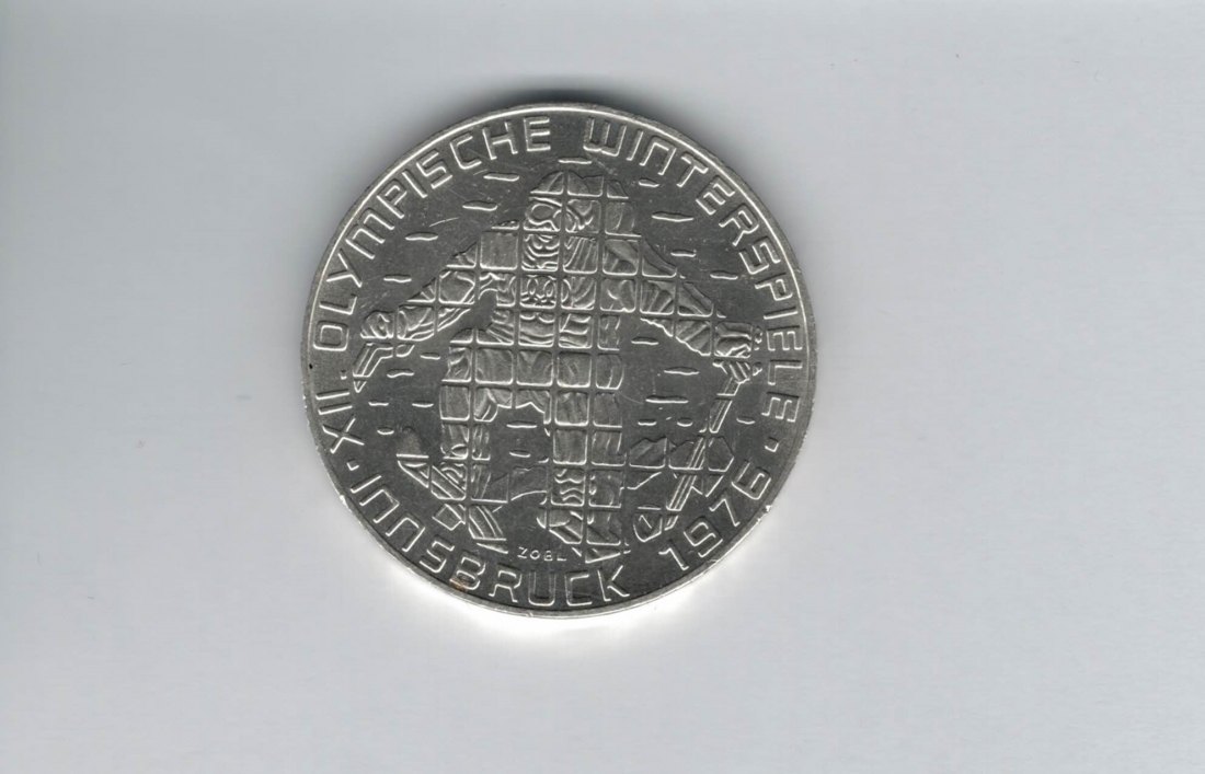  100 Schilling 1976 Winterolympiade Innsbruck Abfahrtsläufer Hall 15,36 Fein Ag Österreich (01914/8)   