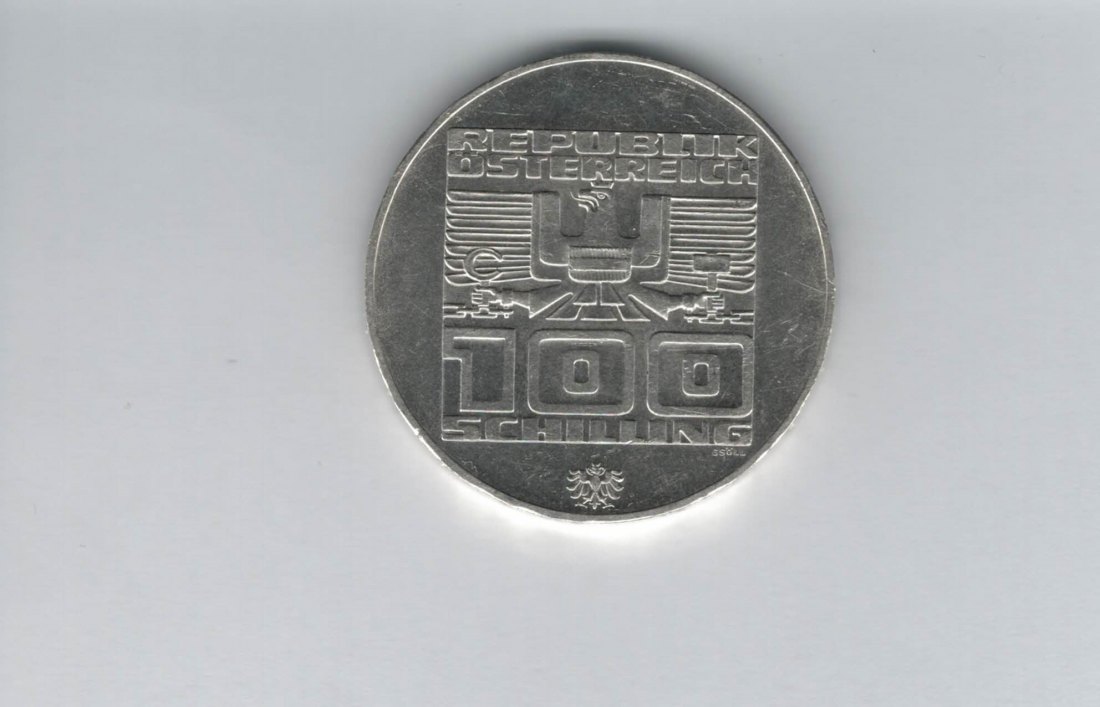  100 Schilling 1976 Winterolympiade Innsbruck Abfahrtsläufer Hall 15,36 Fein Ag Österreich (01914/8)   