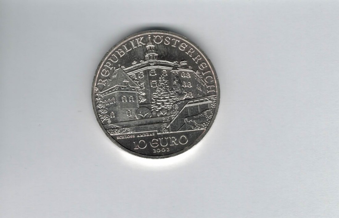  10 Euro 2002 Schloss Ambras silber 925/16g Österreich Spittalgold9800 (4971/1   