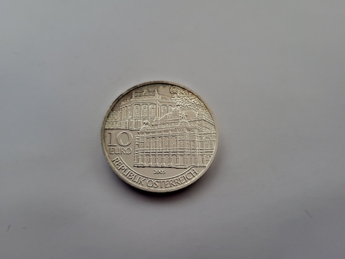  10 Euro 2005 Wiedereröffnung von Burg und Oper Österreich silber Spittalgold9800 (4971/8   