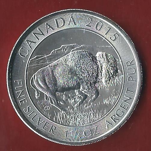  Kanada 8 D.2015 Bison 1,5 Oz. 45,55 Gr. St in oK Koblenzer Münzen Studio Koblenz Frank Maurer Al894   