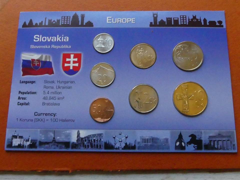  Kursmünzensatz Slowakei 2002 - 2007, 7 Münzen, Stempelglanz   