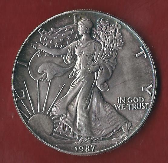  USA 1 D. Silver Eagle 1987 St  ohne Kapsel. Koblenzer Münzen Studio Koblenz Frank Maurer AL888   