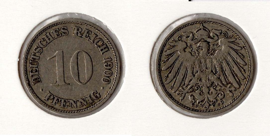  Kaiserreich 10 Pfennig 1900 -F- Jaeger 13. ss-vz   