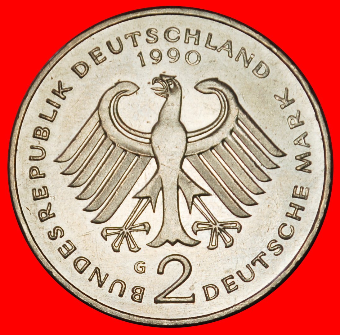  Ⰶ NOT MUSIC STRAUSS 1949-1989: GERMANY ★ 2 MARKS 1990G BBADEN-WUERTTEMBERG! ★LOW START ★ NO RESERVE!   