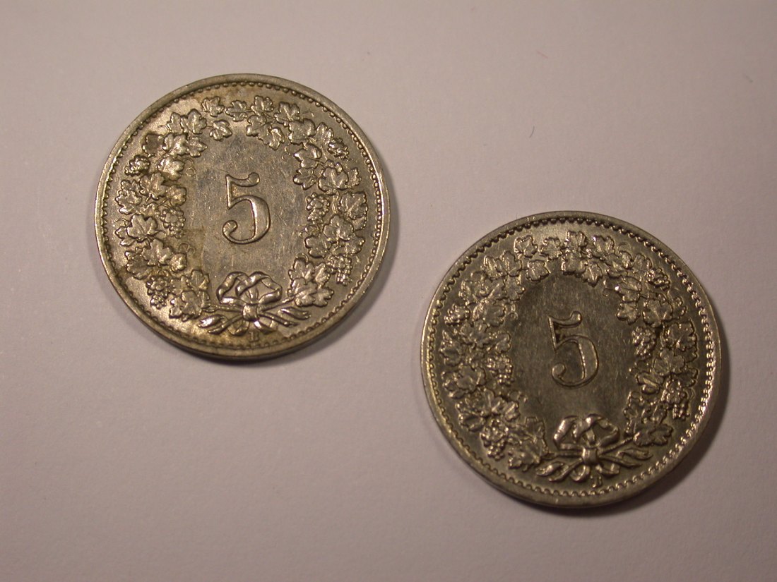  I17  Schweiz  2 x 5 Rappen 1932 + 1939  Originalbilder   
