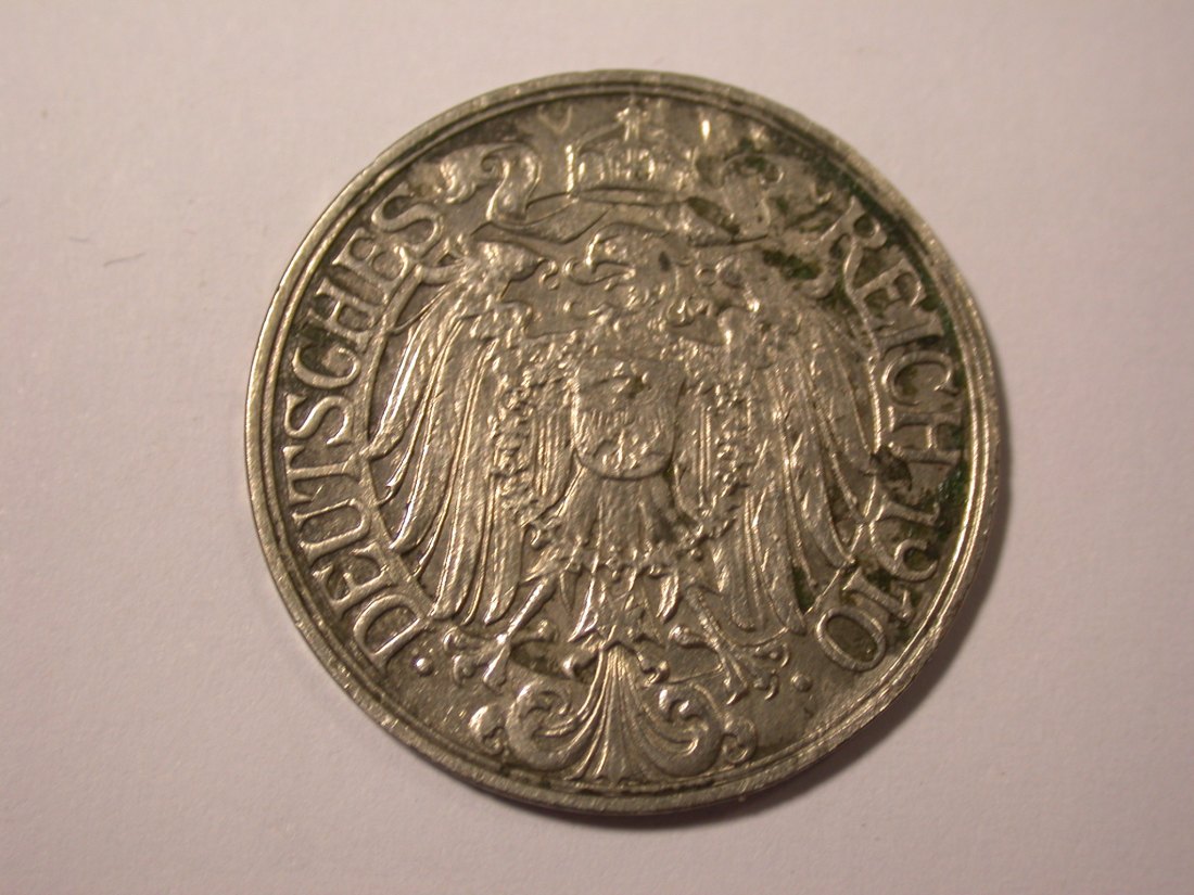  I17  KR  25 Pfennig 1910 J in ss, Korrosionsflecken  Originalbilder   