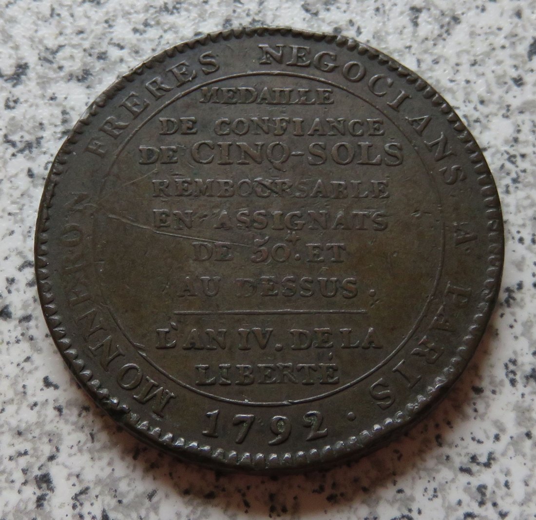  Frankreich 5 Sols 1792   
