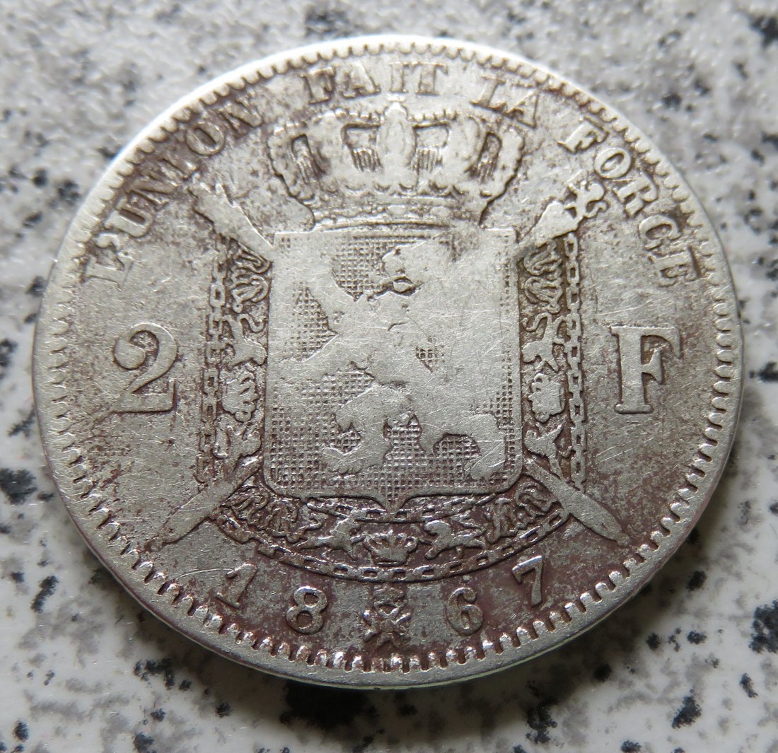  Belgien 2 Francs 1867, Belegstück   