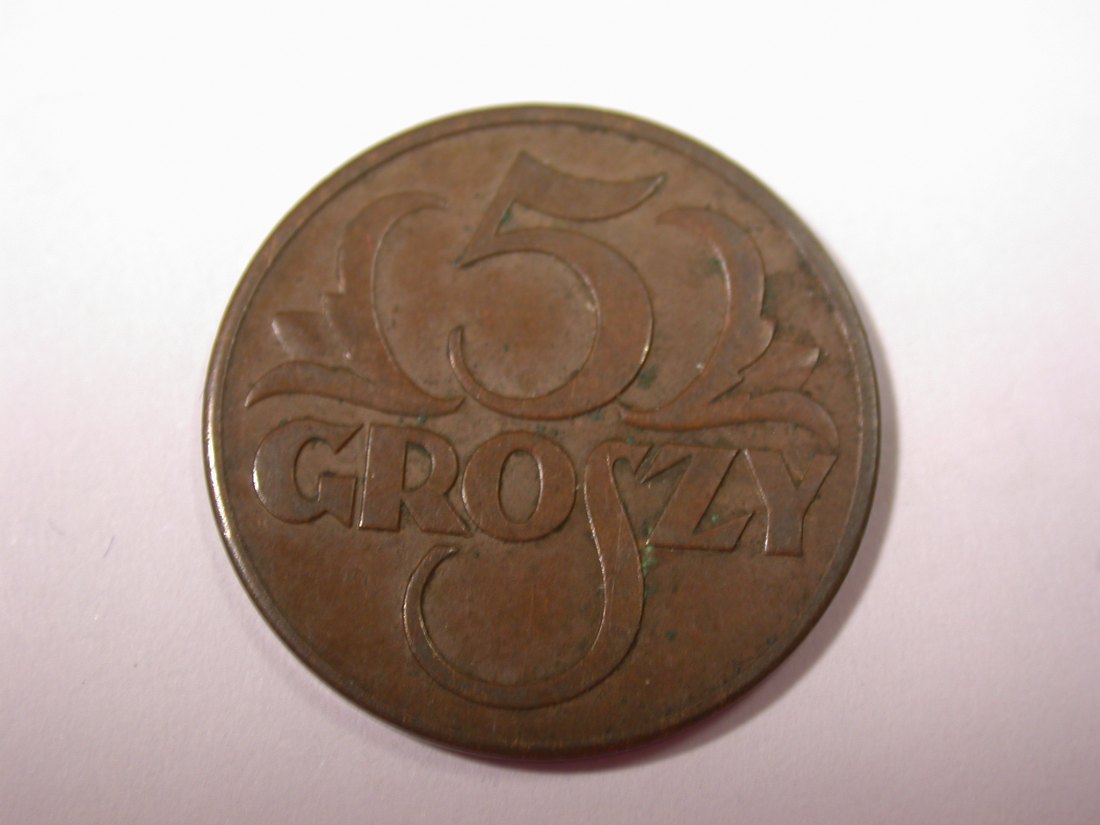 I18 Polen 5 Groszy 1938 in ss Originalbilder