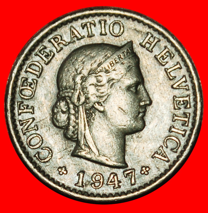 Ⰶ LIBERTY (1879-2025): SWITZERLAND ★ 5 RAPPEN 1947B! DIES 1+A! LOW START ★ NO RESERVE!