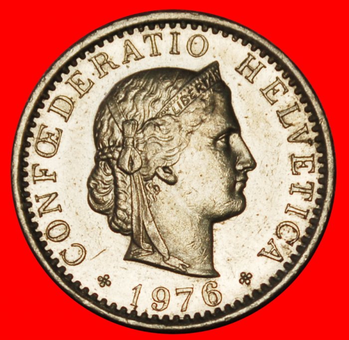 Ⰶ LIBERTY (1881-2025): SWITZERLAND ★ 20 RAPPEN 1976 DIES 1+A! MINT LUSTRE! LOW START ★ NO RESERVE!
