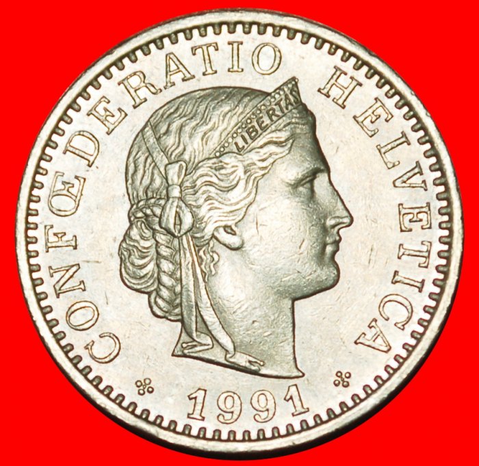  Ⰶ LIBERTY (1881-2025): SWITZERLAND ★ 20 RAPPEN 1991B DIES 2+B! LOW START ★ NO RESERVE!   