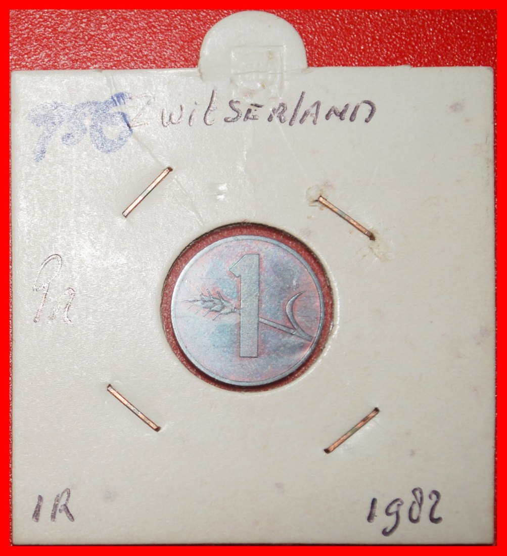  Ⰶ WHEAT SPRIG (1948-2006): SWITZERLAND ★ 1 RAPPEN 1982! DIES II+C! IN HOLDER★LOW START ★ NO RESERVE!   