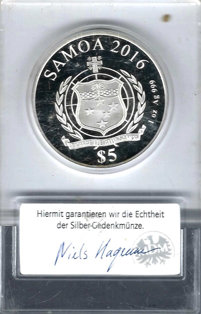  Samoa 5 Dollar Gottfried W.Leibniz 1 OZ PP 2016 Golden Gate Münzenankauf Koblenz Frank Maurer Al620   