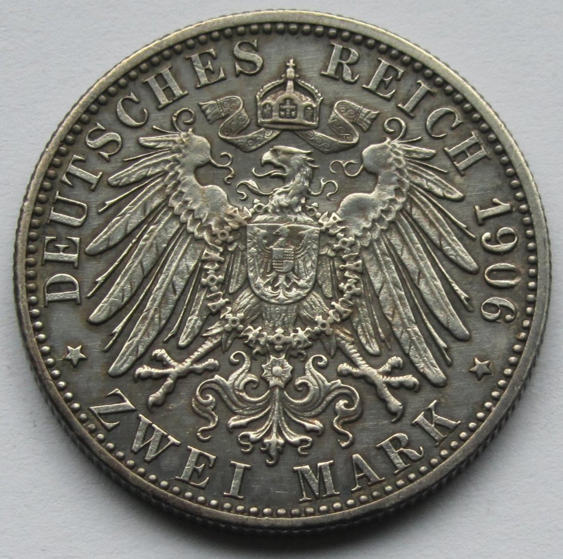  Kaiserreich: Baden, 2 Mark Goldene Hochzeit (Jaeger 34), 1906   