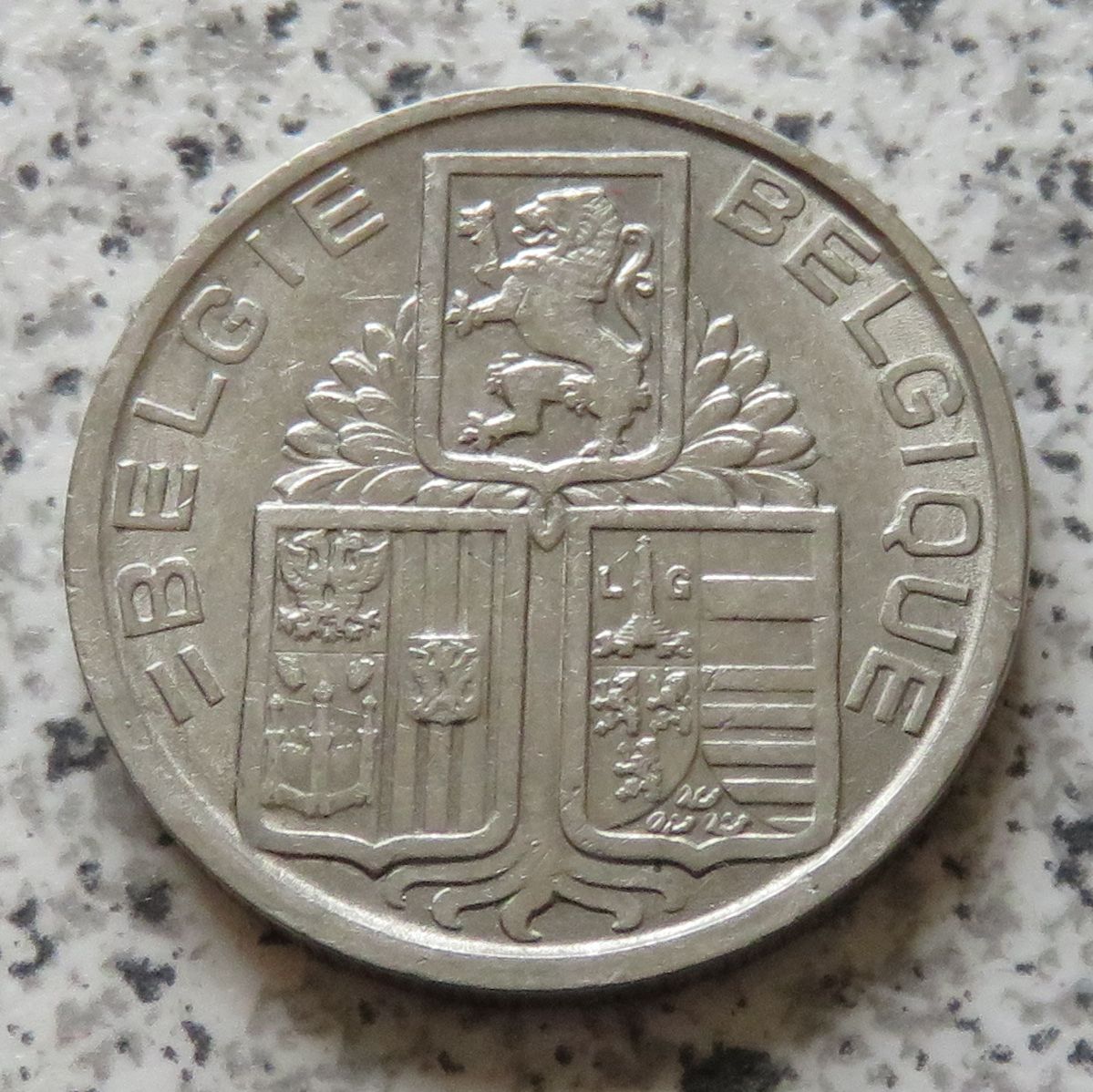  Belgien 5 Francs 1939, flämisch, Randschrift mit Stern   