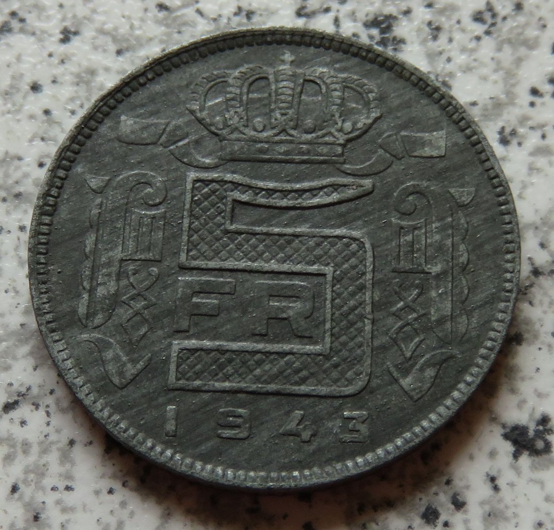  Belgien 5 Francs 1943, französisch   