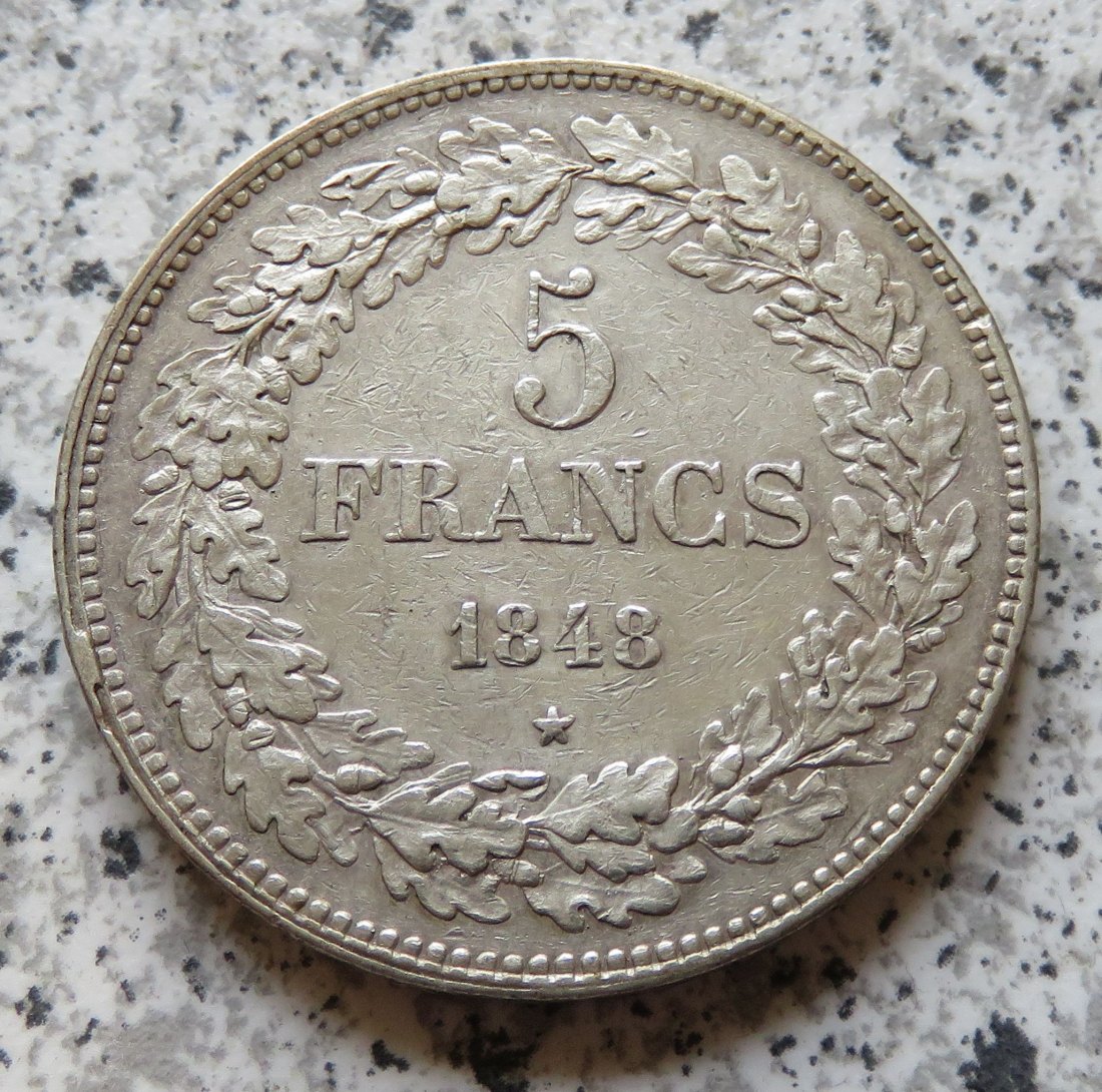  Belgien 5 Francs 1848, deutlich besser   