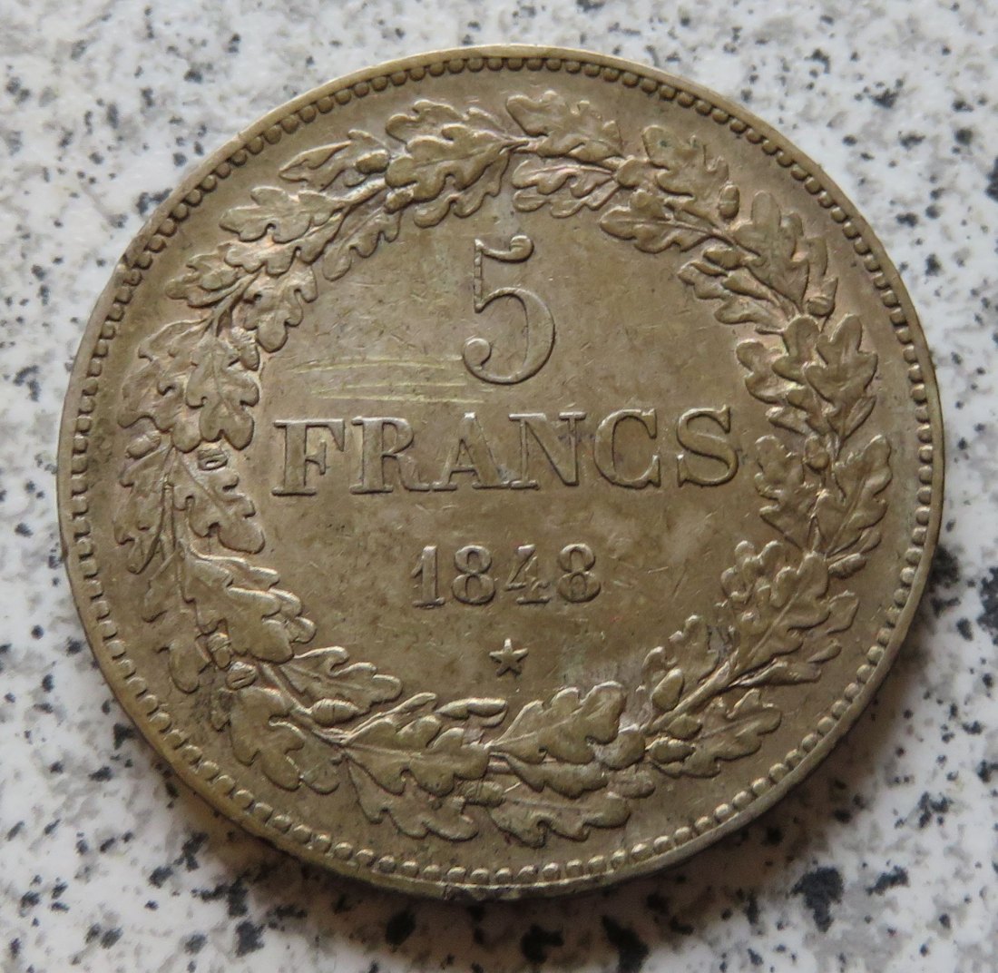  Belgien 5 Francs 1848, besser   