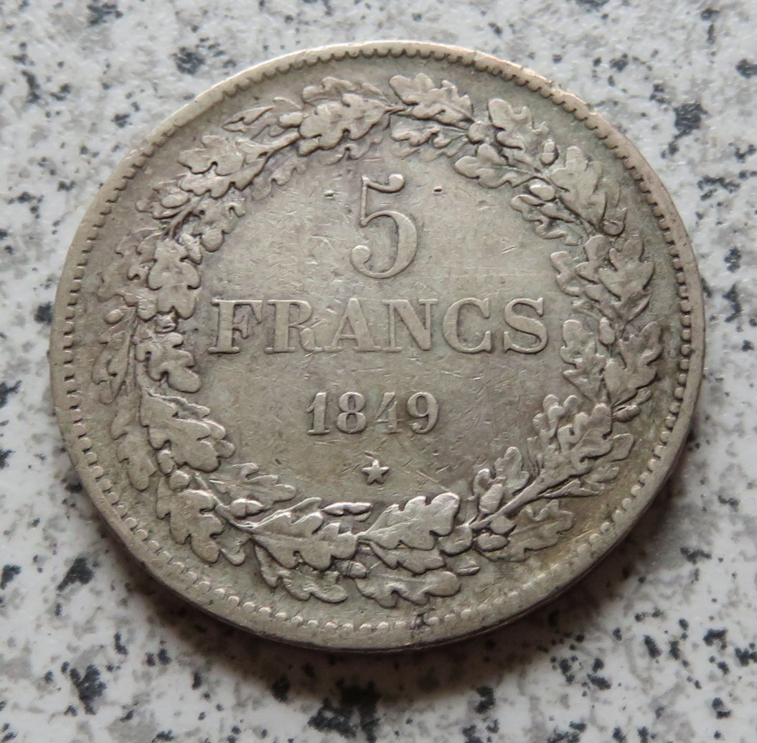  Belgien 5 Francs 1849, KM 3.2   